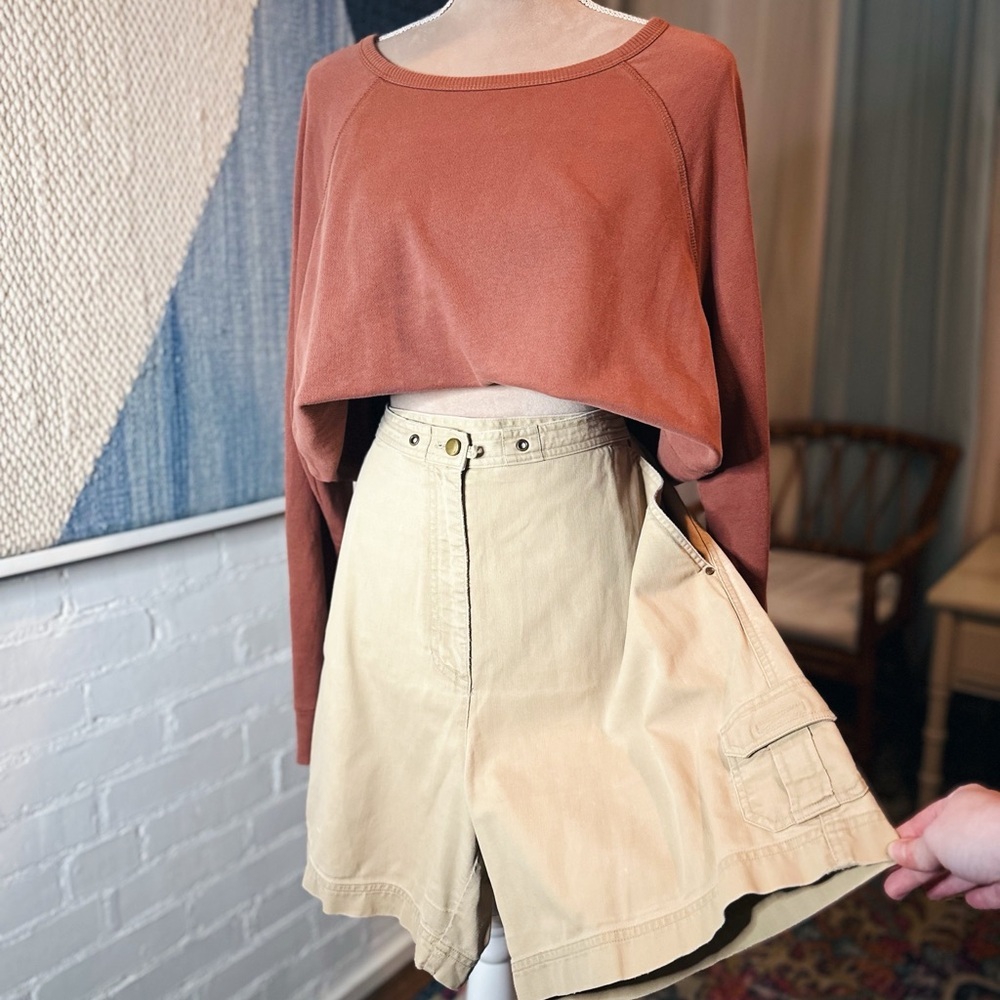 Ralph Lauren Khaki Wide Leg Shorts with Cargo Pockets